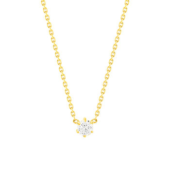 Collier solitaire or 750 jaune diamant HP1 0.2 carat 42cm