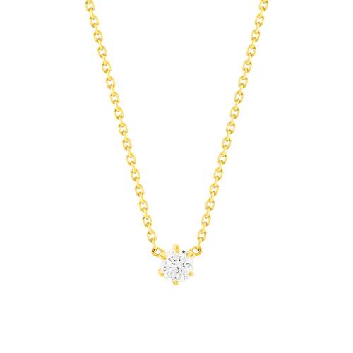Solitaire necklace gold 750 yellow diamond HP1 0.2 carat 42cm