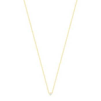 Collier solitaire or 750 jaune diamant HP1 0.2 carat 42cm
