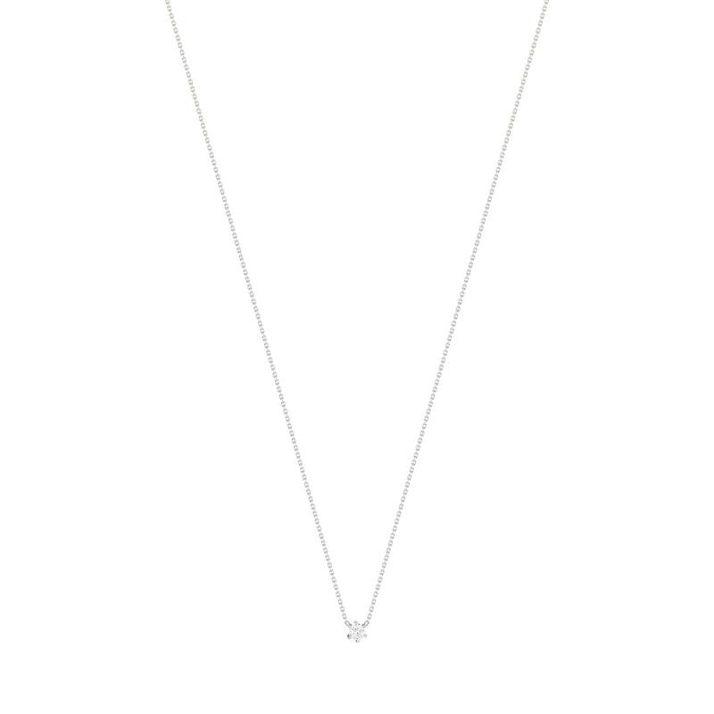Collier solitaire or 750 blanc diamant HSI 0.25 carat 42cm - vue 2