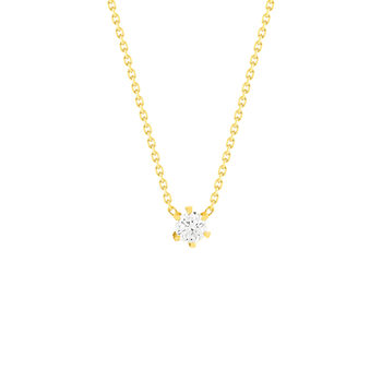 Collier solitaire or 750 jaune diamant HSI 0.25 carat 42cm