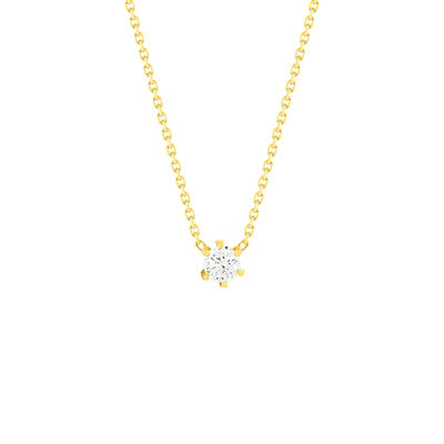 Collier solitaire or 750 jaune diamant HSI 0.25 carat 42cm - vue 1