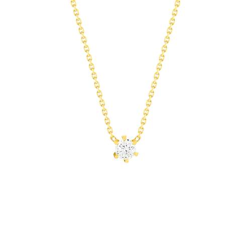 Solitaire necklace gold 750 yellow diamond HP1 0.25 carat 42cm
