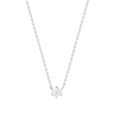 Collier solitaire or 750 blanc diamant HSI 0.3 carat 42cm - vue 1