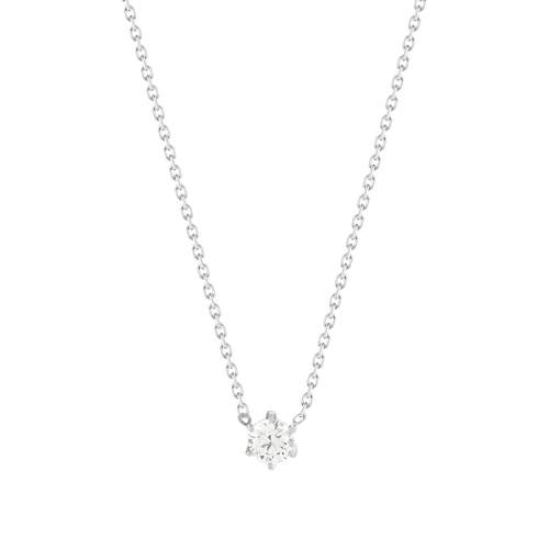 Collier solitaire or 750 blanc diamant HP1 0.3 carat 42cm