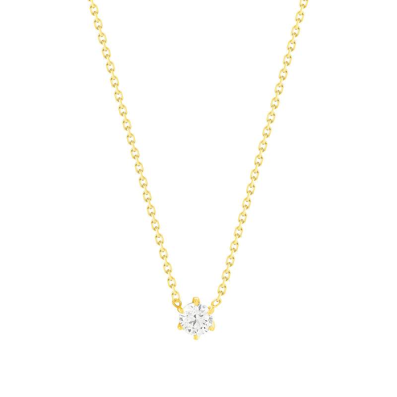Collier solitaire or 750 jaune diamant HSI 0.3 carat 42cm - vue 1