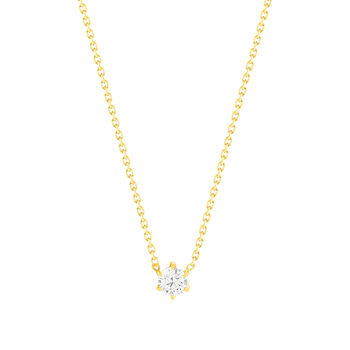 Collier solitaire or 750 jaune diamant HP1 0.3 carat 42cm