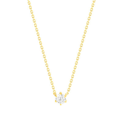 Collier solitaire or 750 jaune diamant HP1 0.3 carat 42cm - vue 1