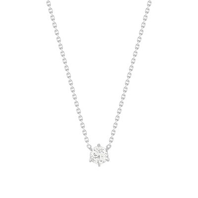 Collier solitaire or 750 blanc diamant HSI 0.4 carat 42cm
