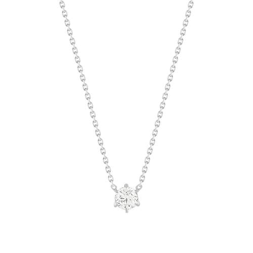 Collier solitaire or 750 blanc diamant HSI 0.4 carat 42cm