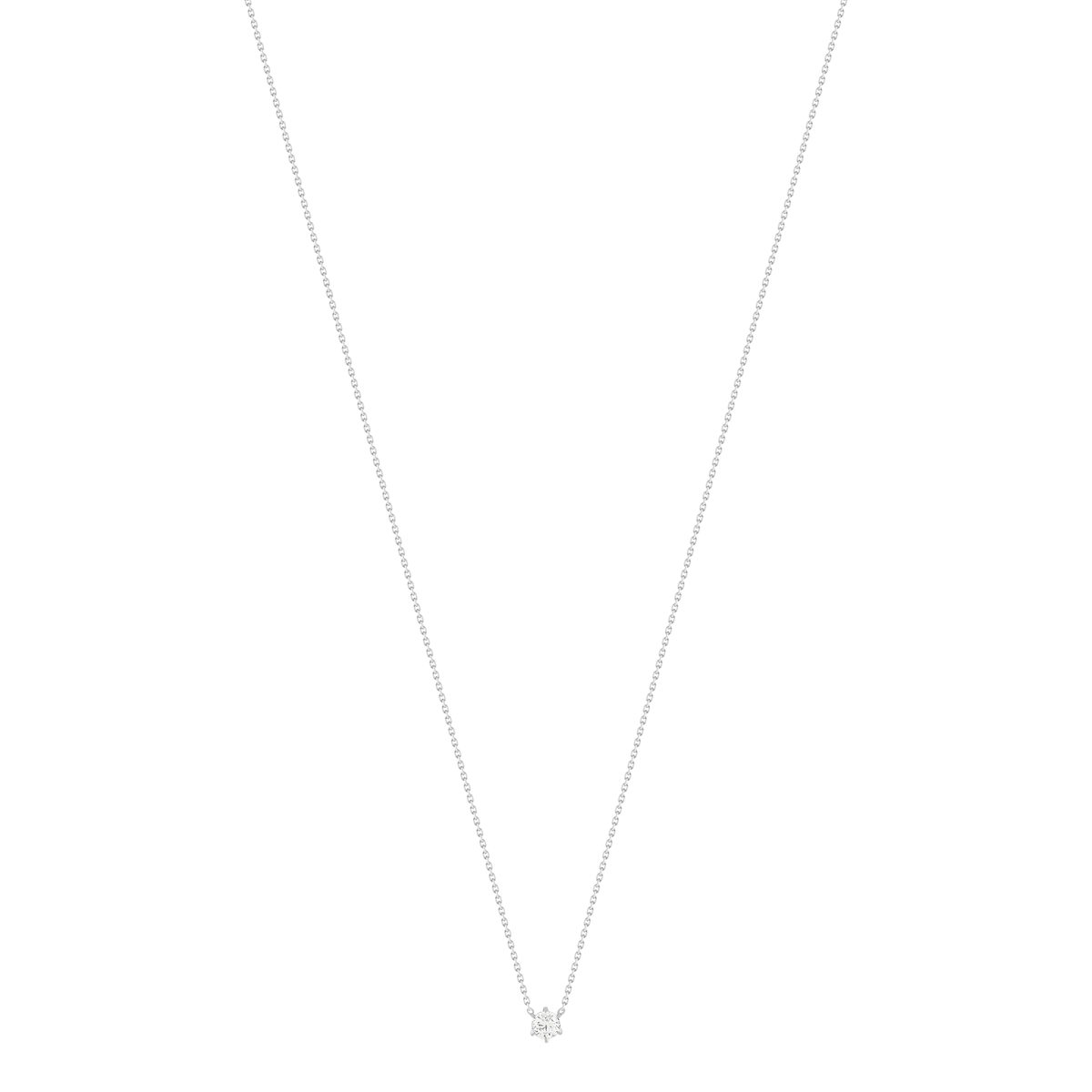 Collier solitaire or 750 blanc diamant HSI 0.4 carat 42cm - vue 2
