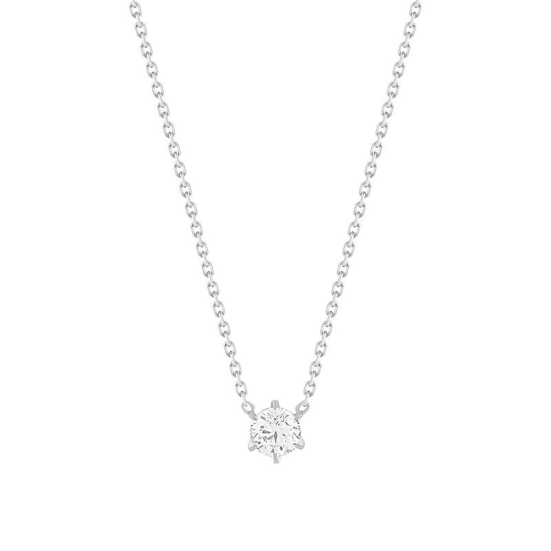 Collier solitaire or 750 blanc diamant HP1 0.4 carat 42cm - vue 1