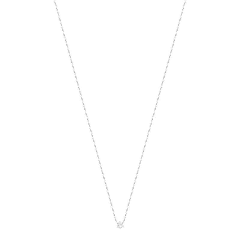 Collier solitaire or 750 blanc diamant HP1 0.4 carat 42cm - vue 2