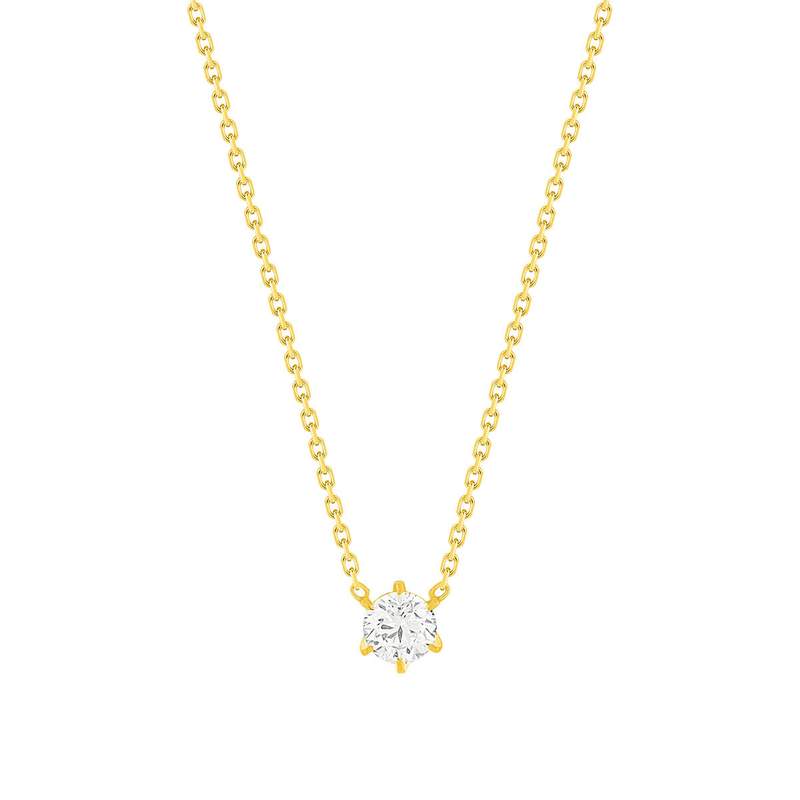 Collier solitaire or 750 jaune diamant HSI 0.4 carat 42cm - vue 1