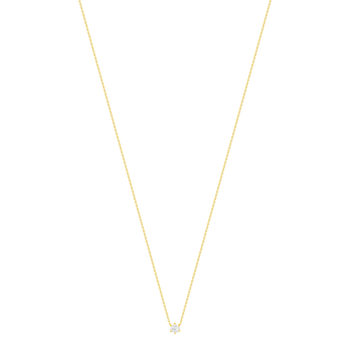 Collier solitaire or 750 jaune diamant HSI 0.4 carat 42cm