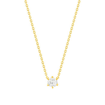 Collier solitaire or 750 jaune diamant HP1 0.4 carat 42cm