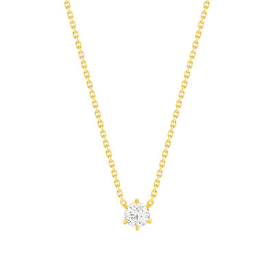 Collier solitaire or 750 jaune diamant HP1 0.4 carat 42cm