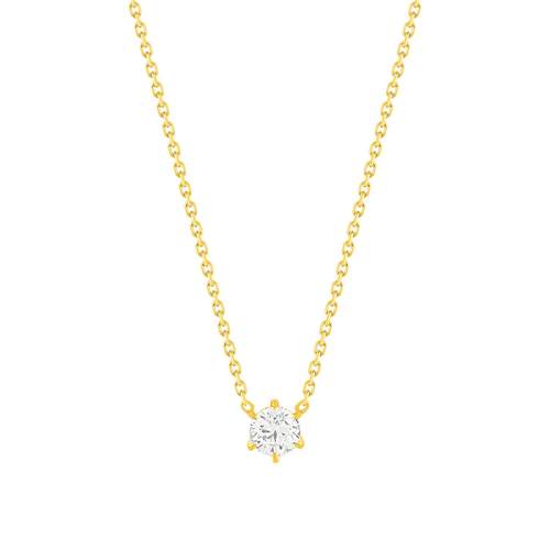 Collier solitaire or 750 jaune diamant HP1 0.4 carat 42cm