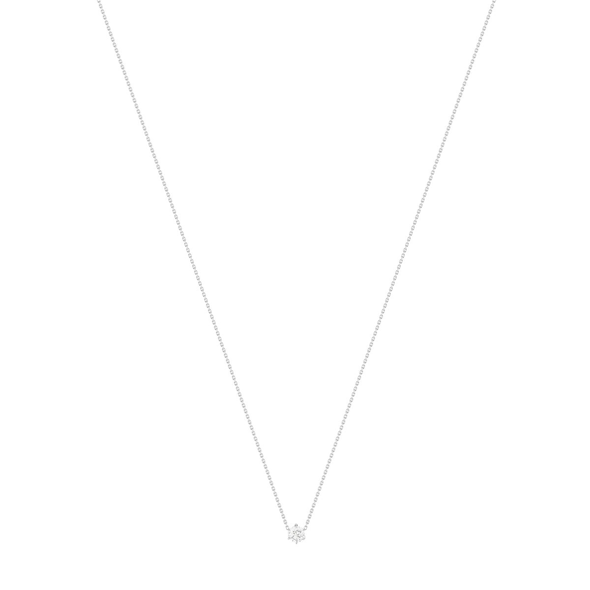 Collier solitaire or 750 blanc diamant HSI 0.5 carat 42cm - vue 2