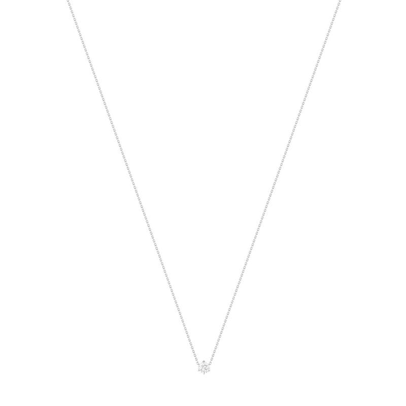 Collier solitaire or 750 blanc diamant HP1 0.5 carat 42cm - vue 2