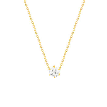 Collier solitaire or 750 jaune diamant HSI 0.5 carat 42cm