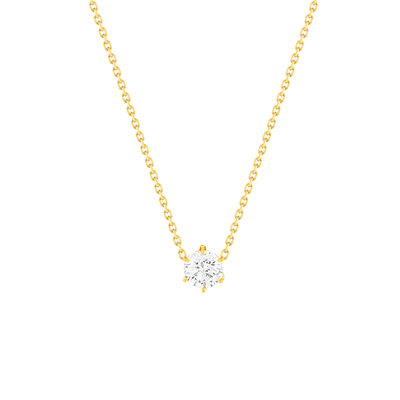 Collier solitaire or 750 jaune diamant HSI 0.5 carat 42cm - vue 1
