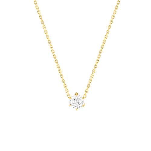 Collier solitaire or 750 jaune diamant HSI 0.5 carat 42cm