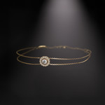 Bracelet or 750 jaune entourage diamant DSI2 18cm - vue 1