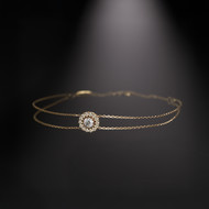 Bracelet or 750 jaune entourage diamant DSI2 18cm