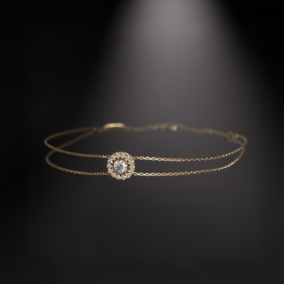 Bracelet or 750 jaune entourage diamant DSI2 18cm