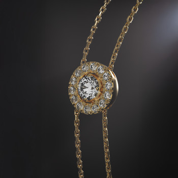 Bracelet or 750 jaune entourage diamant DSI2 18cm