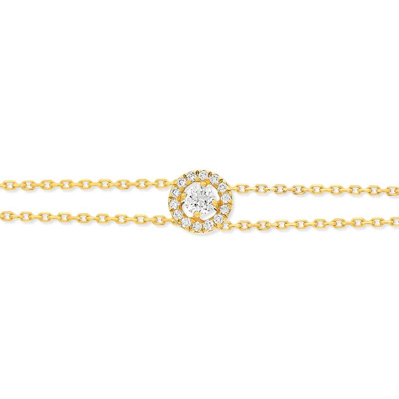 Bracelet or 750 jaune entourage diamant DSI2 18cm - vue 3