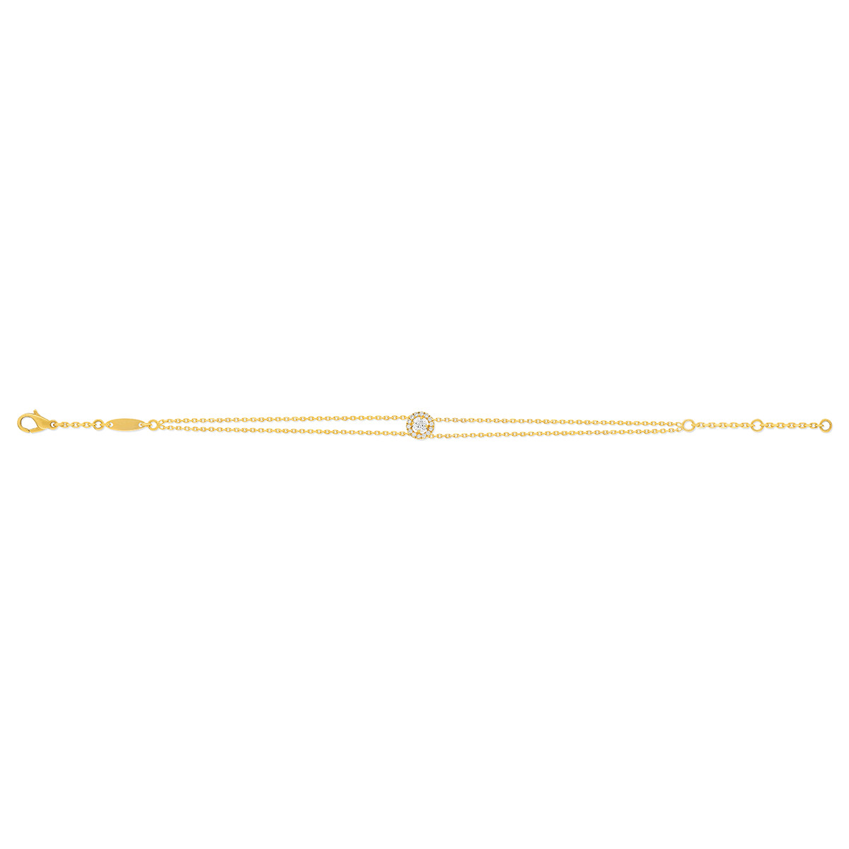 Bracelet or 750 jaune entourage diamant DSI2 18cm - vue 5