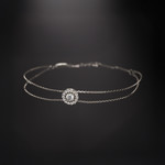 Bracelet or 750 blanc entourage diamant DSI2 18cm - vue 1