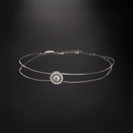 Bracelet or 750 blanc entourage diamant DSI2 18cm