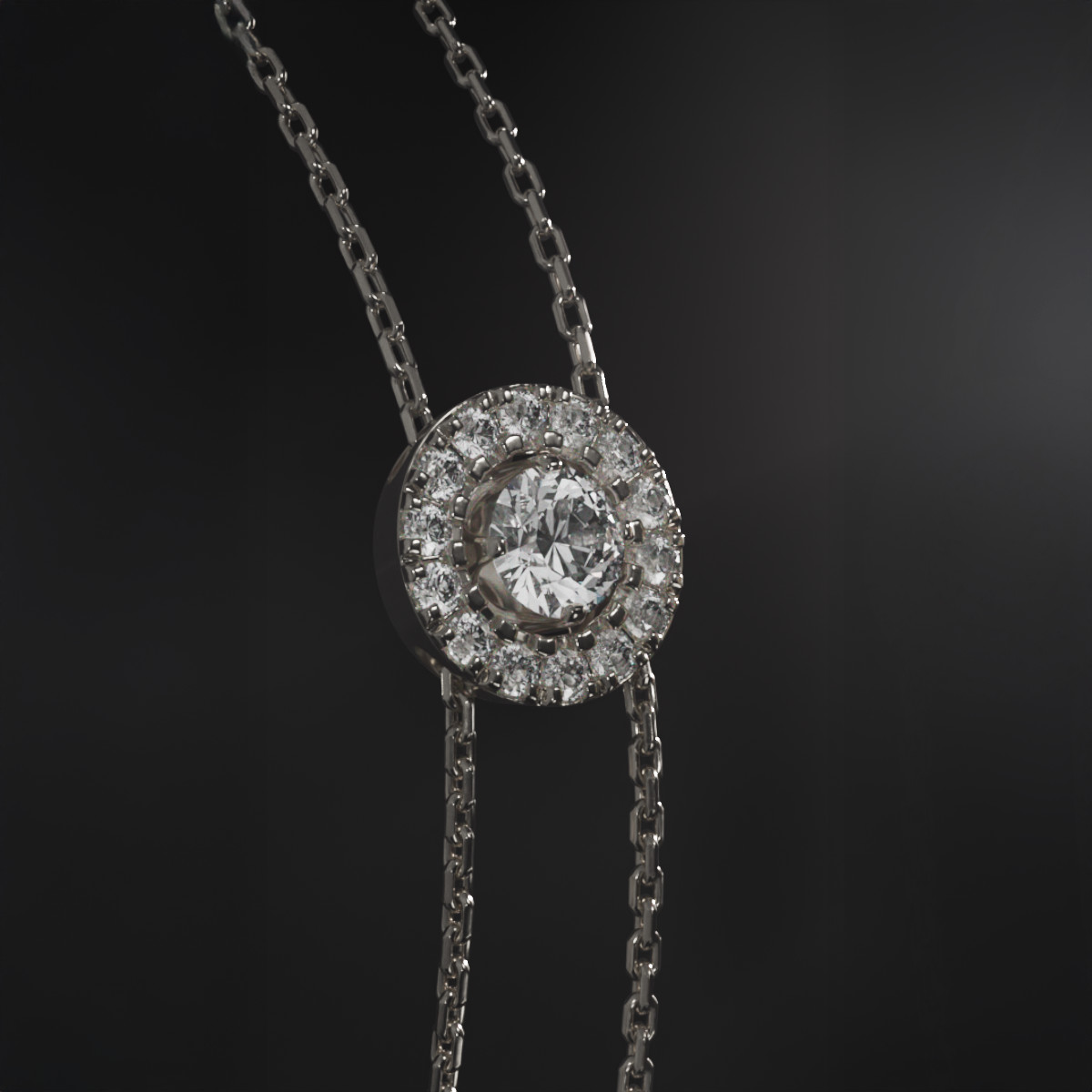 Bracelet or 750 blanc entourage diamant DSI2 18cm - vue 2