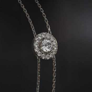 Bracelet or 750 blanc entourage diamant DSI2 18cm