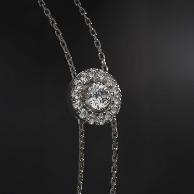 Bracelet or 750 blanc entourage diamant DSI2 18cm - vue 2