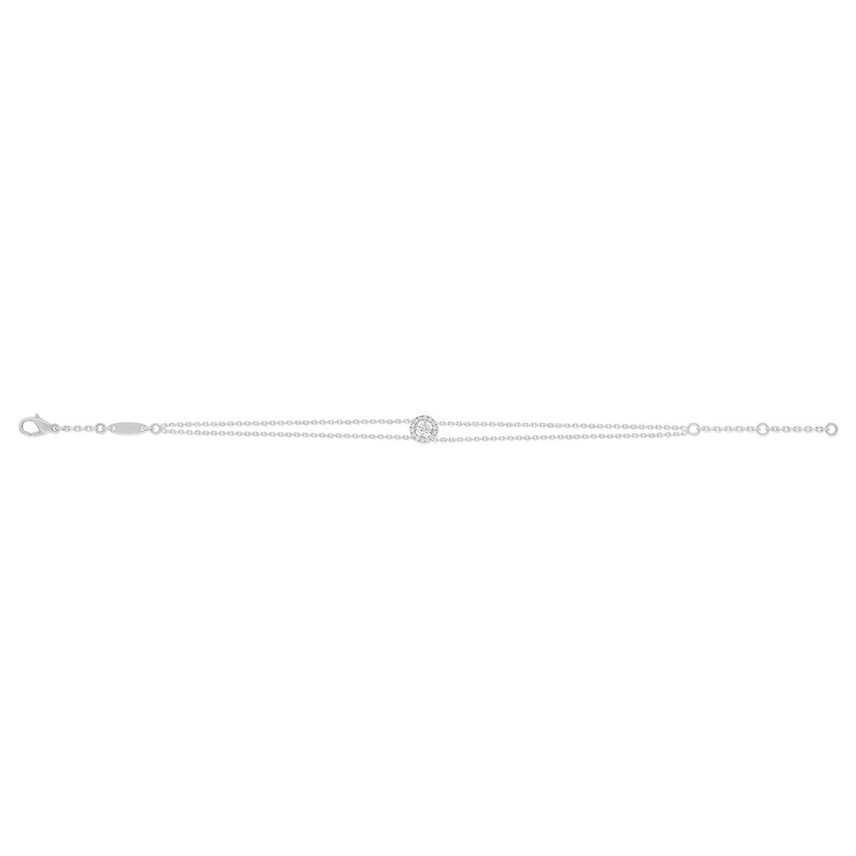 Bracelet or 750 blanc entourage diamant DSI2 18cm - vue 5