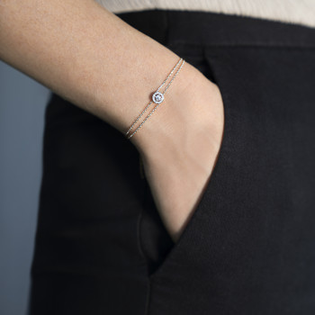 Bracelet or 750 blanc entourage diamant DSI2 18cm