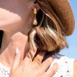 Boucles d'oreilles acier doré - vue porté 1