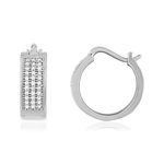 Créoles or blanc 750 diamants 13mm - vue 1