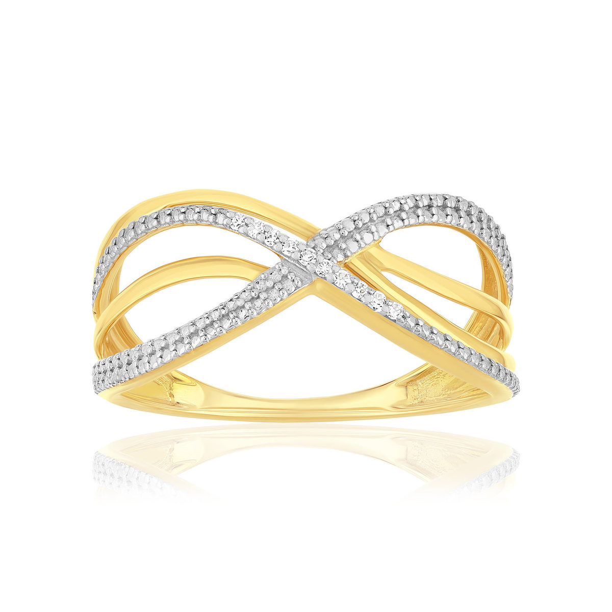 2-kleurige 375 gouden ring met diamanten