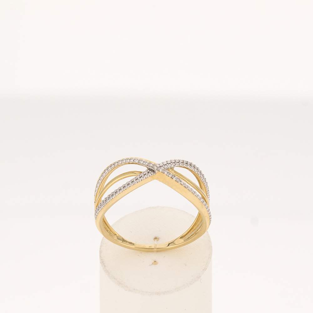 Bague or 375 2 tons entrelacée diamants - vue 1