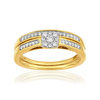 Duo wedding band demi-tour solitaire gold 750 2 tone diamonds - vue V1