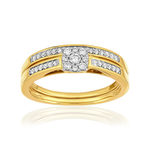 Duo alliance demi-tour solitaire or 750 2 tons diamants - vue 1