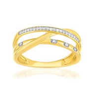 Bague or 375 2 tons anneaux entrelacés diamants