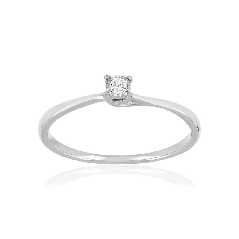 Ring van 375 witgoud met diamant - afbeelding 1