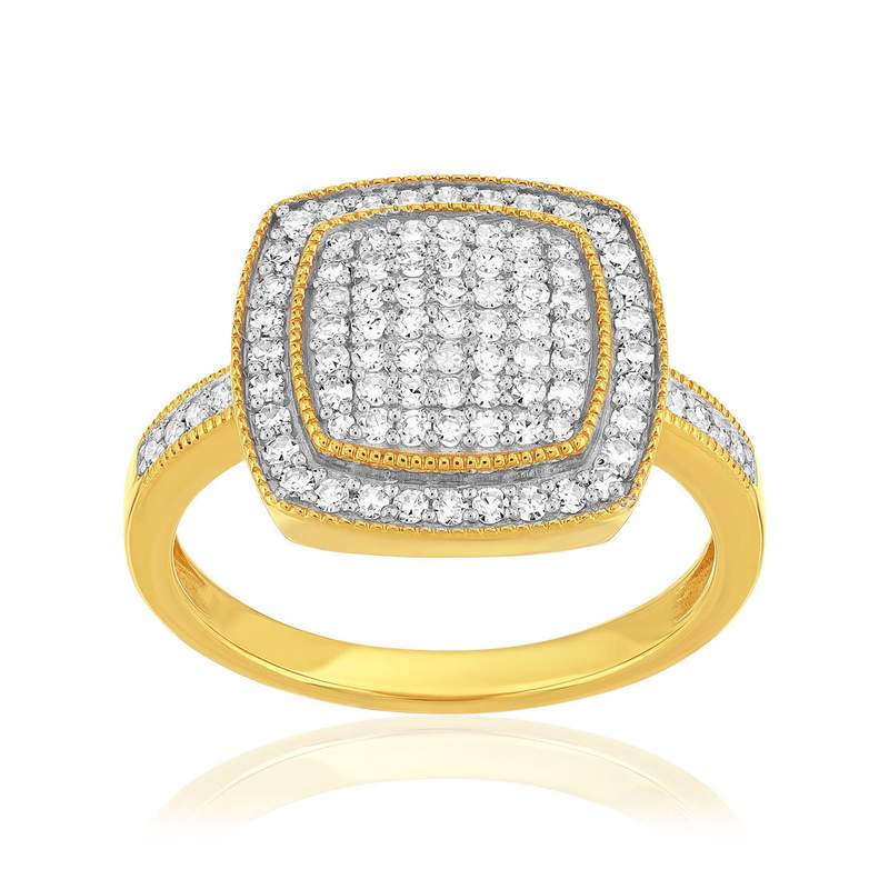 Bague or 750 2 tons diamants - vue 1