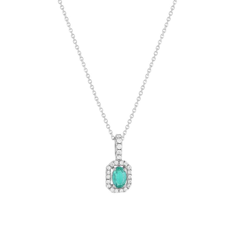 Collier MATY Or 750 blanc Emeraude et Diamants - vue 1